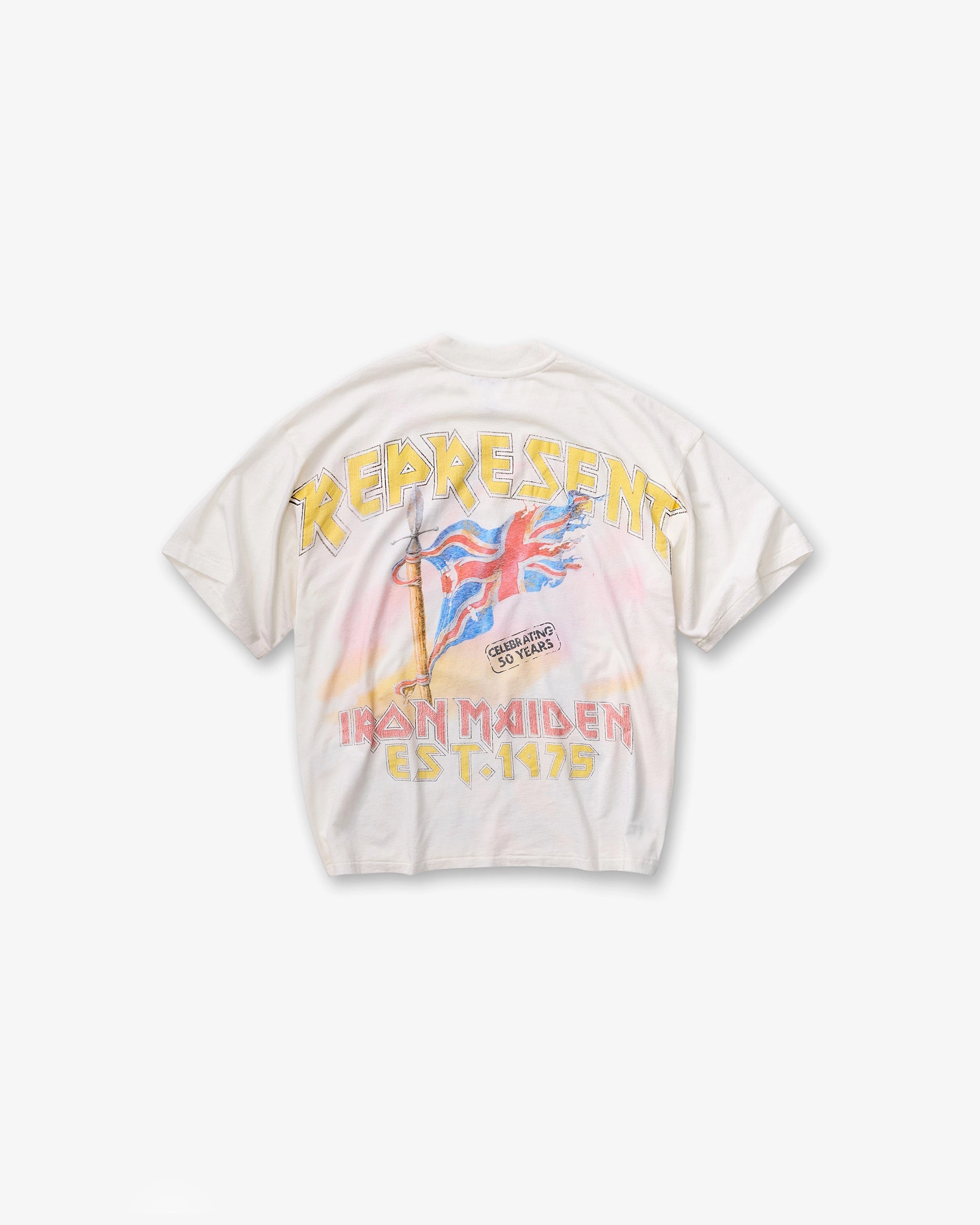 Active Trend Look Breathable Performance Wear Represent X Iron Maiden Steed T-Shirt - Flat White