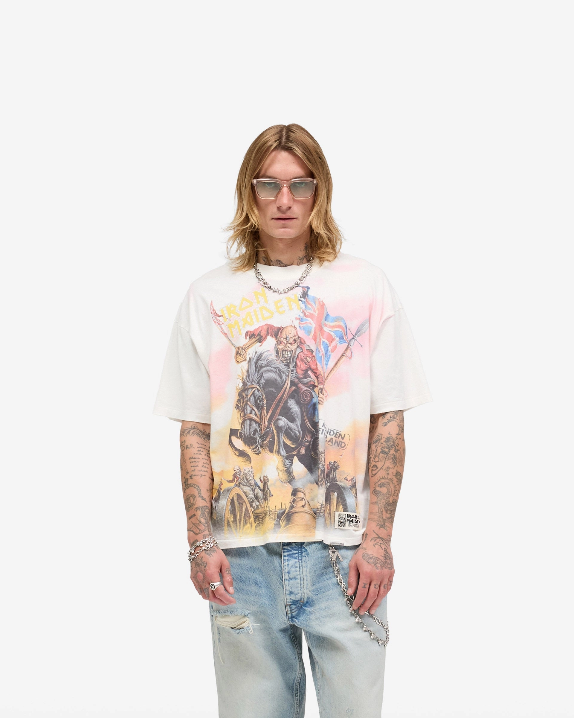 Modern Style Trend Quick Comfort Fit Represent X Iron Maiden Steed T-Shirt - Flat White