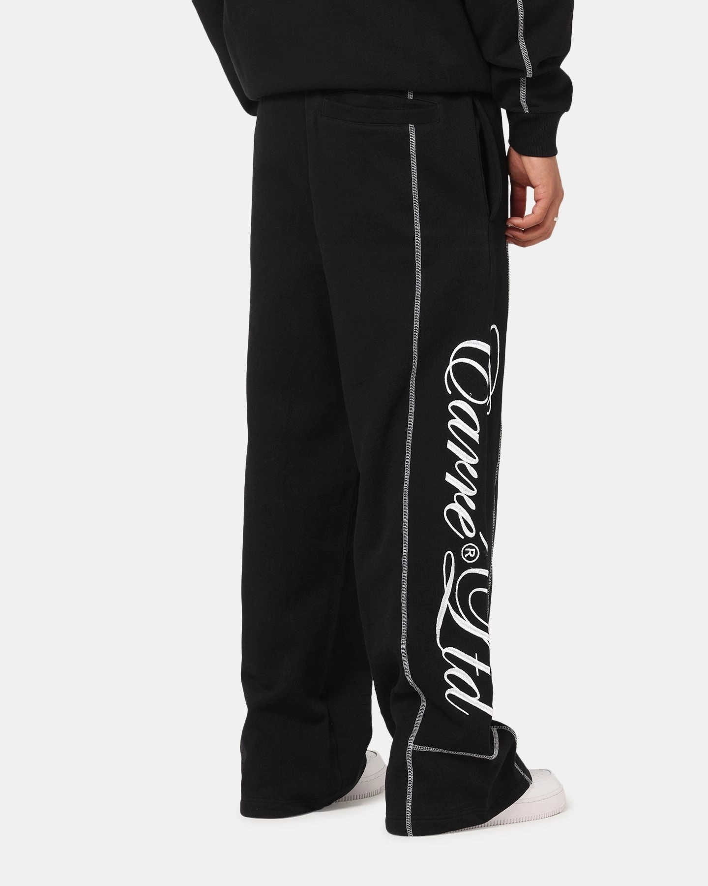 Frayed hem Carre Script Trackpants Black