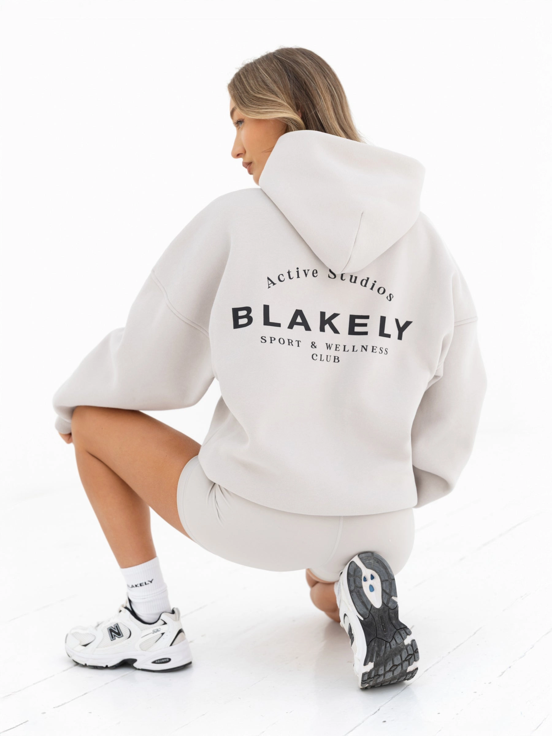 Urban Vibes Sporty Edge Active Studios Oversized Hoodie - Ivory