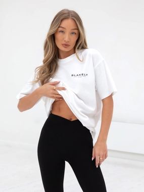 Active Studios Oversized T-Shirt - White Flexible Ribbed Cuffs