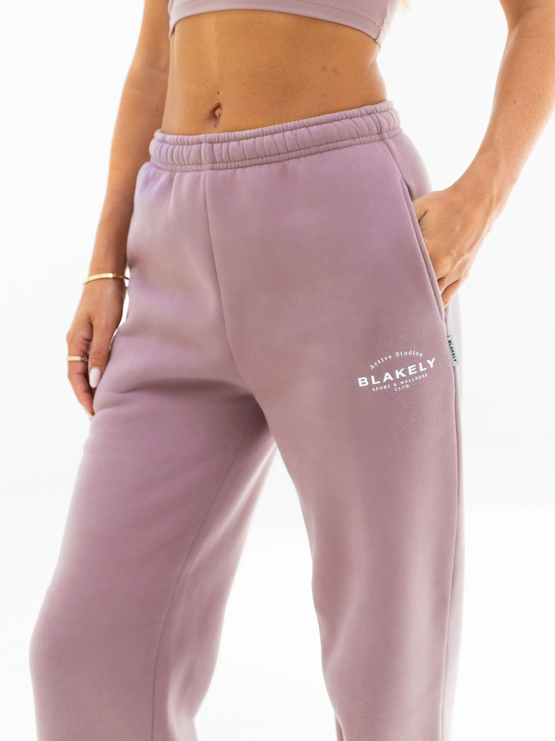 All Use Roomy Shape Active Studios Wide Leg Sweatpants - Dusty Pink
