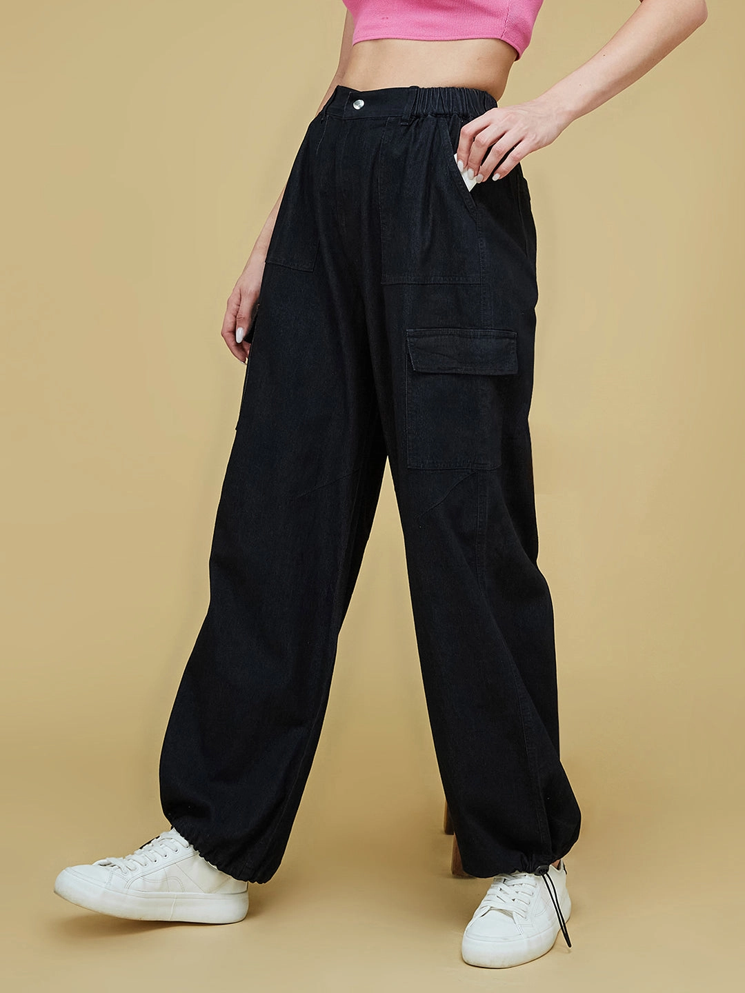 Women's Black Straight-Fit High-Rise Clean-Look Stretchable Light Weight Denim Jeans Stretch Fit Denim Cool Weather