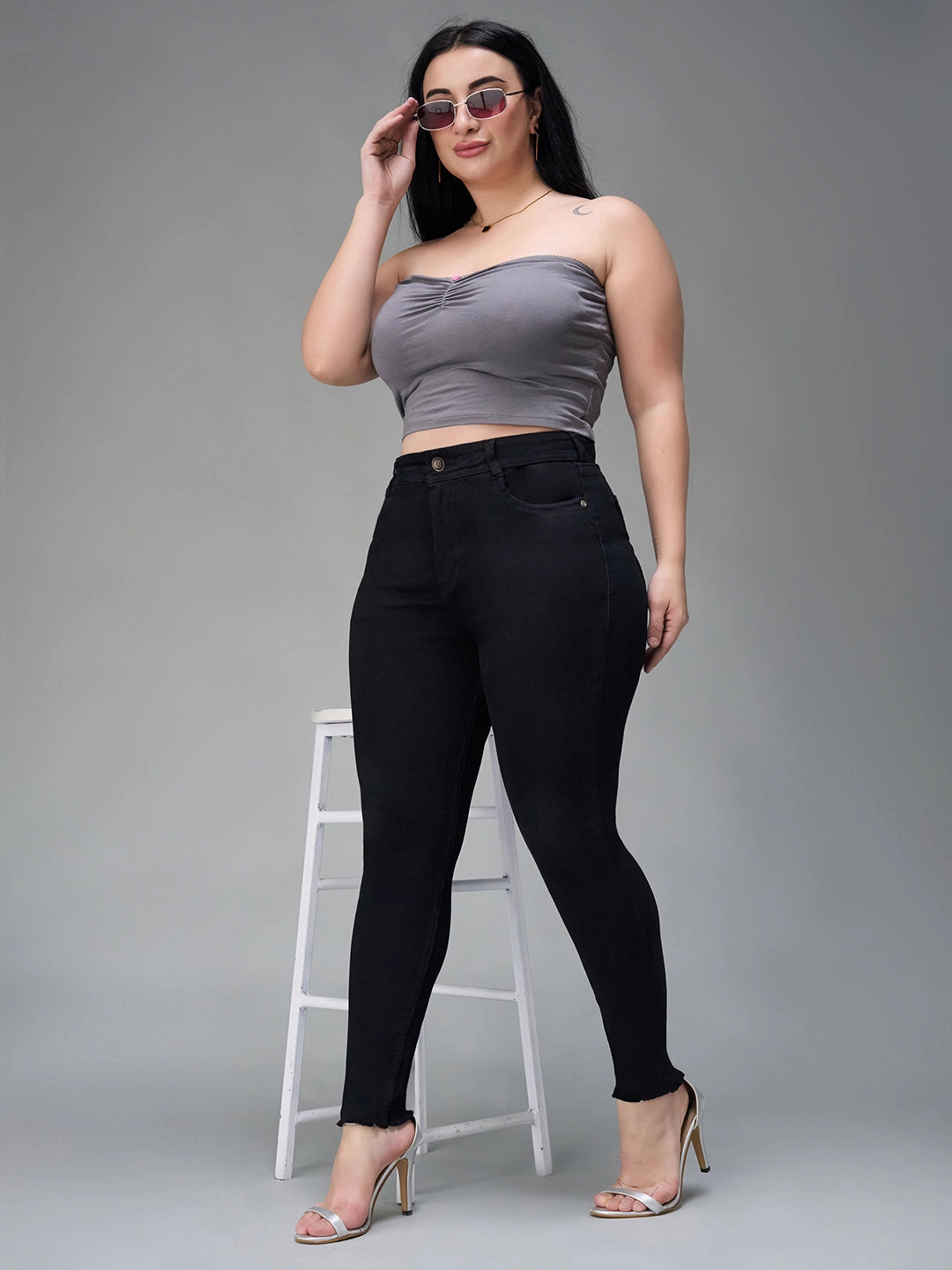 Couple Look Office Wear Fashionable Look 24/7 Comfort Black Slim-Fit High-Rise Denim Jeans