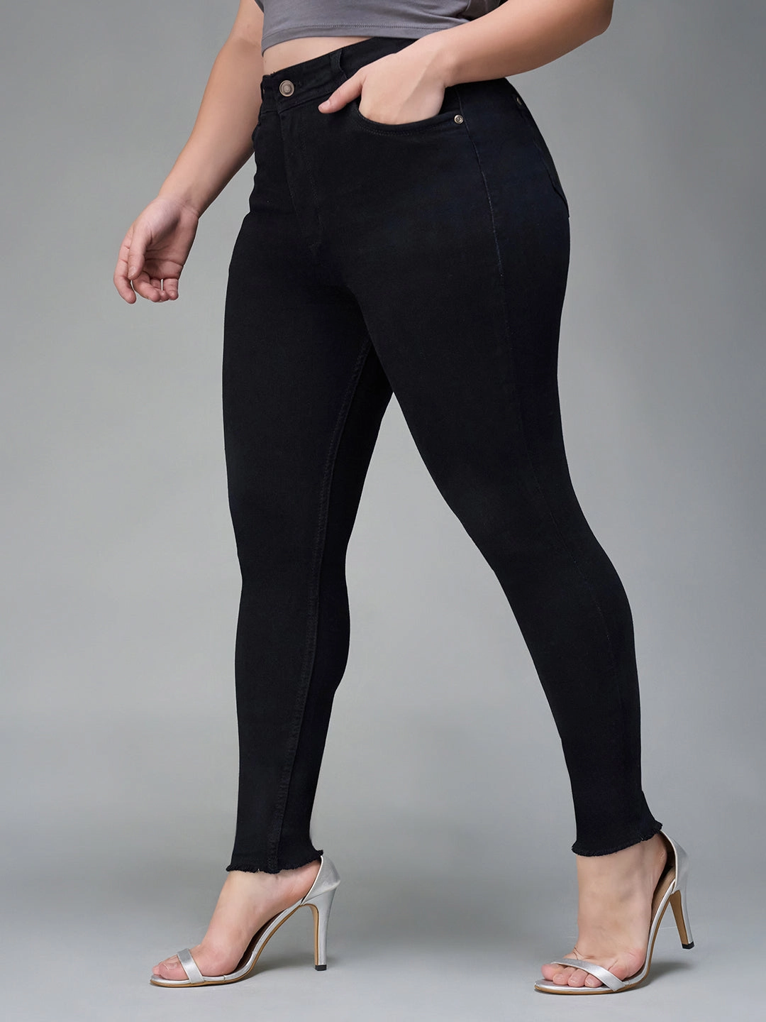 24/7 Comfort Black Slim-Fit High-Rise Denim Jeans Everyday Classic Wear Comfy Recycled Fiber Content