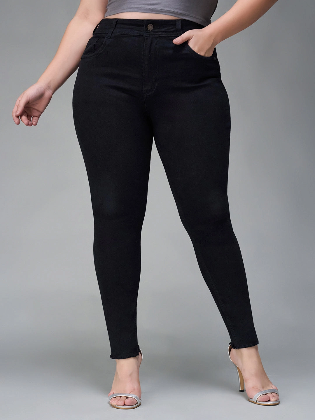 Flattering Waist Design Unisex Wear Artist Vibe 24/7 Comfort Black Slim-Fit High-Rise Denim Jeans