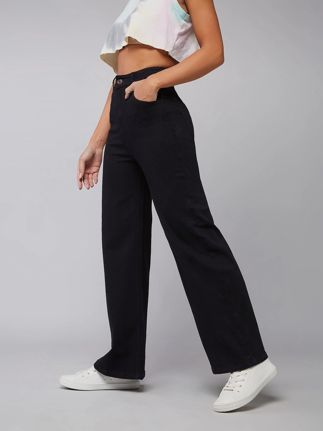 Quality Basic CHASEstretch? Black Wide-Leg High-Rise Denim Jeans