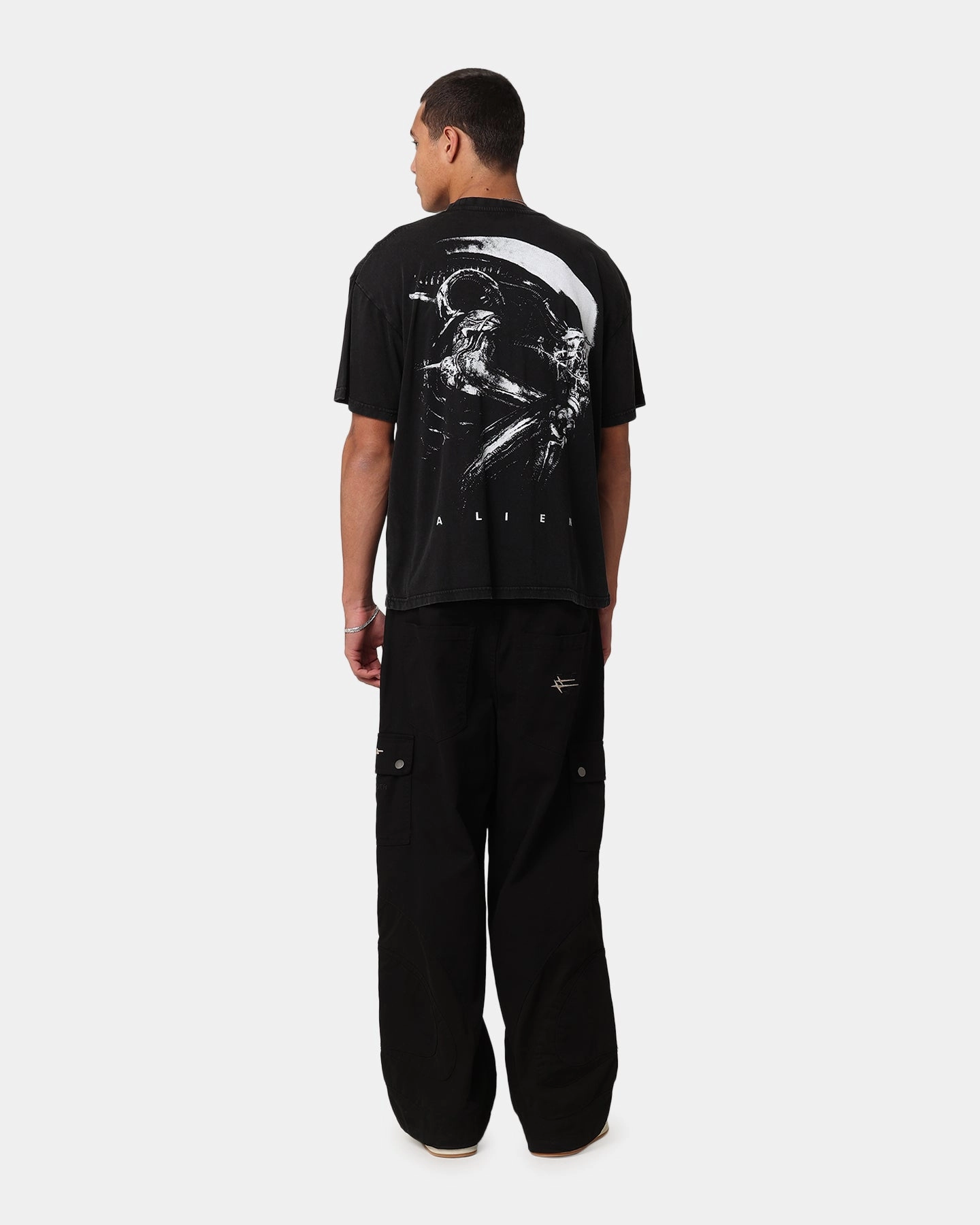 Goat Crew Alien Horror Vintage T-Shirt Black Acidwash Lightweight Fabric