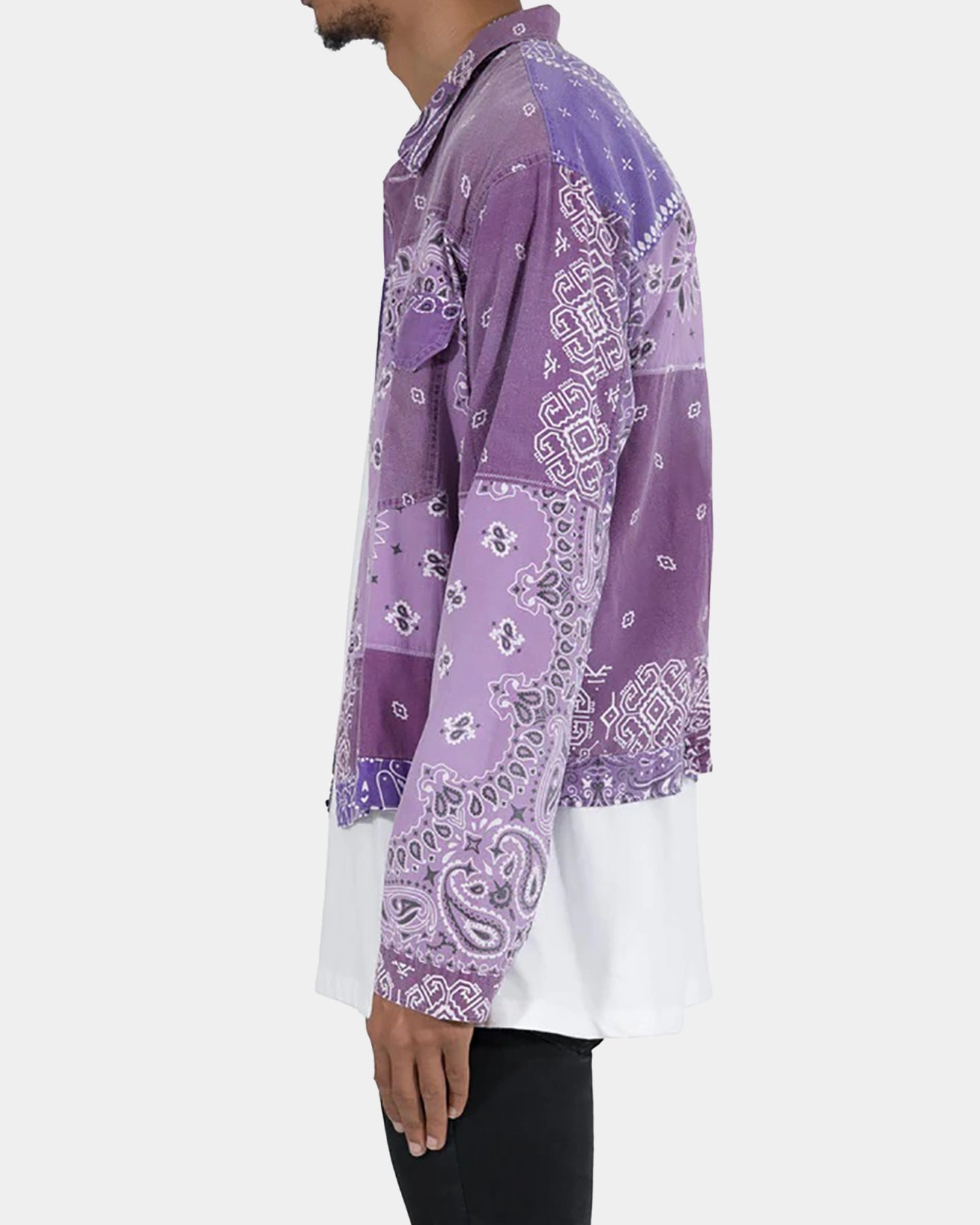 MNML Bandana Trucker Shirt Purple Layered Hem Detailing