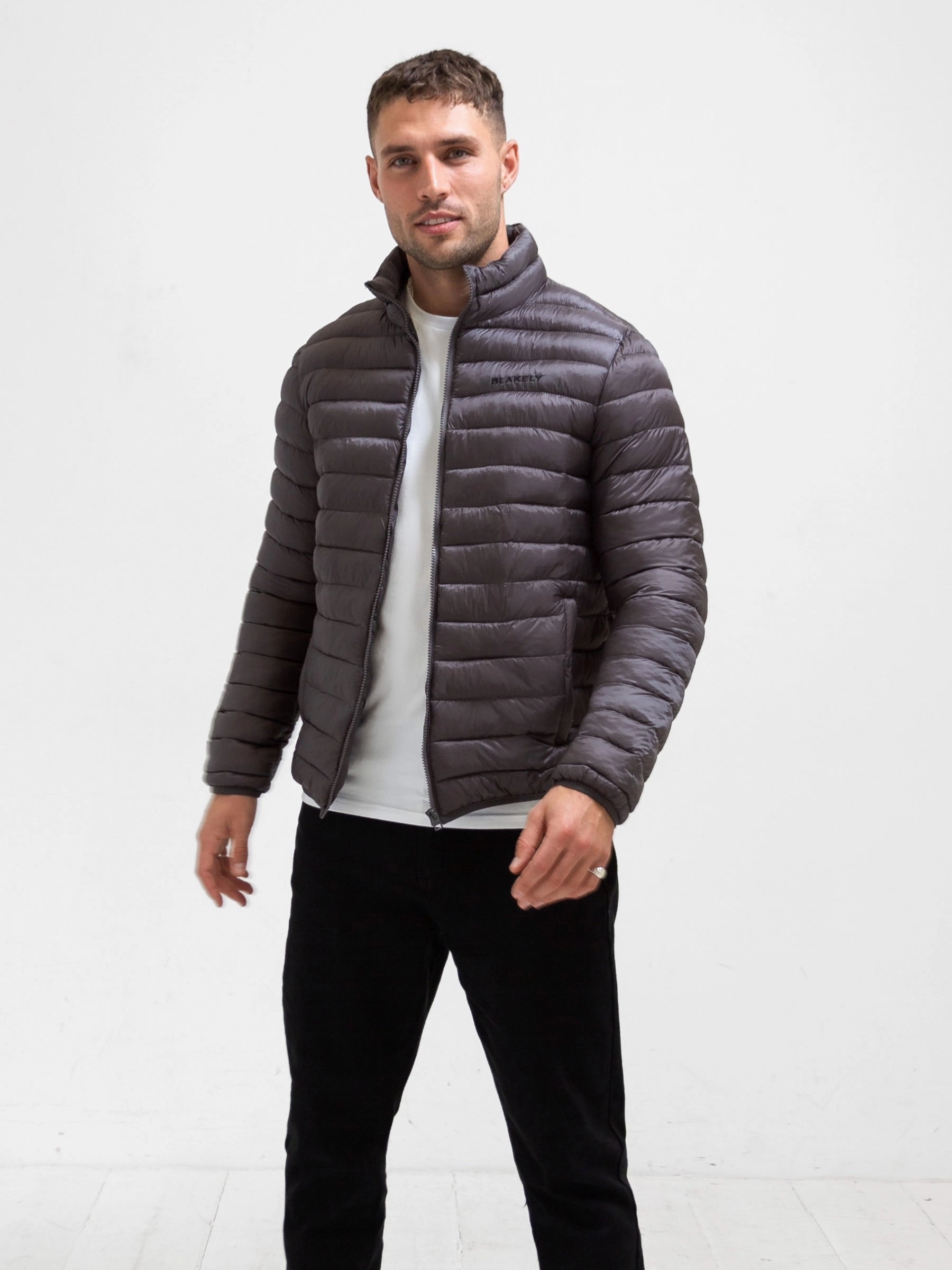 Lucas Lightweight Puffer Jacket - Charcoal FullCoverageHood