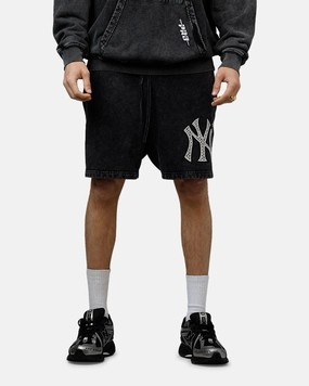 Pro Standard New York Yankees Raffia Shorts Black Acidwash Anti Slip Waistband