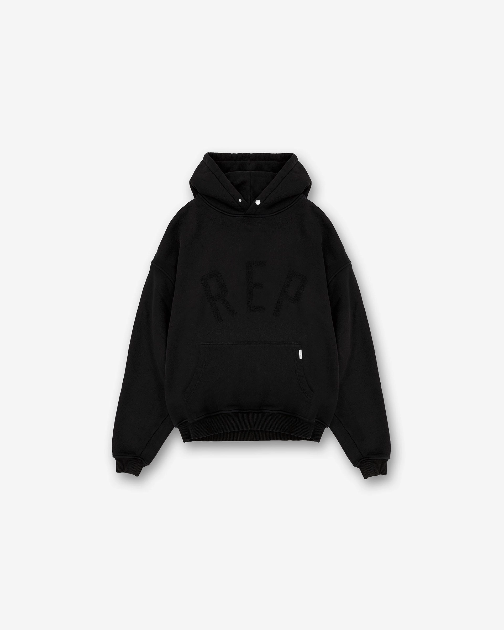 Garment Dyed Finish Athlete Favorite Rep Applique Hoodie - Off Black