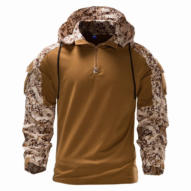 West Louis? Mens Outdoor Military Camouflage Hooded Shirt Comfortable Design Multi Panel Construction