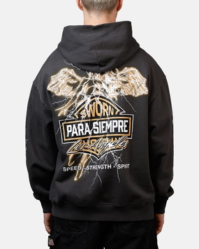 SlimFit Stylish Look Sworn To Us Interstate Lighting 'Outlaw Spirit' Hoodie Washed Black