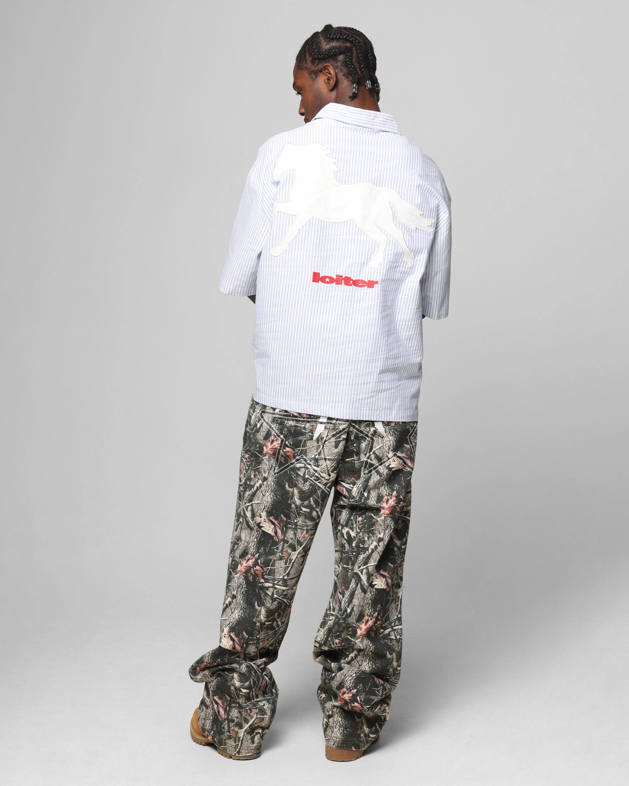 AntiStatic Coating Loiter Rodeo Quarter Zip Up Shirt Blue Pin Stripe