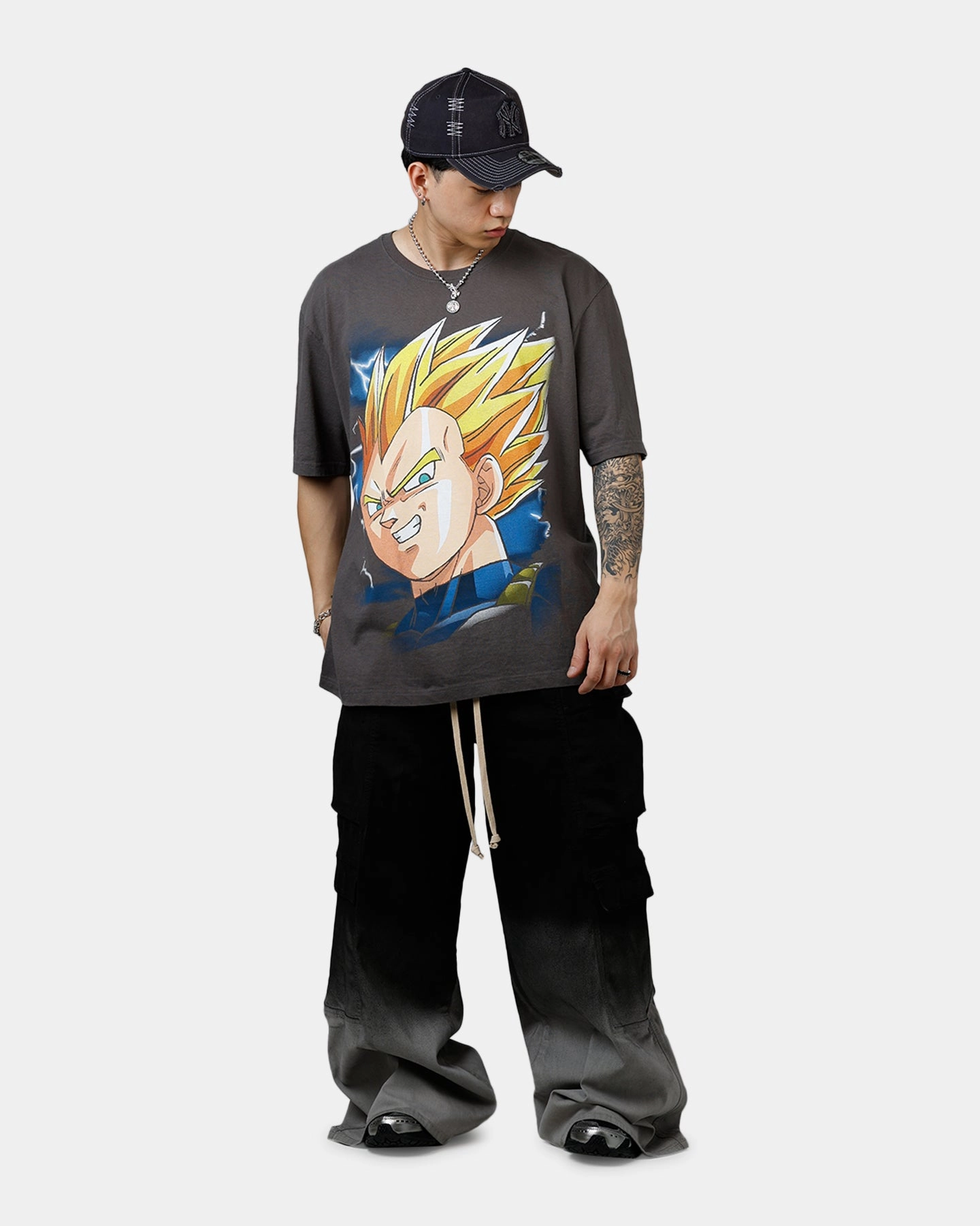 Loose cut ButtonDownCollar Bioworld Dragon Ball Z Cell Games Saga Vegeta T-Shirt Pepper