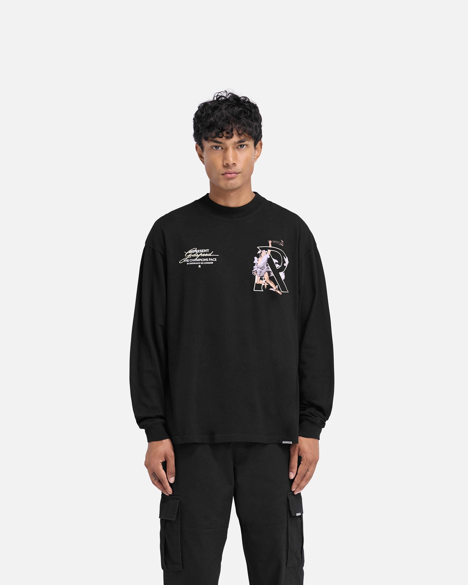 Anti-bacterial Quick Dry Technology Hermes Long Sleeve T-Shirt - Jet Black