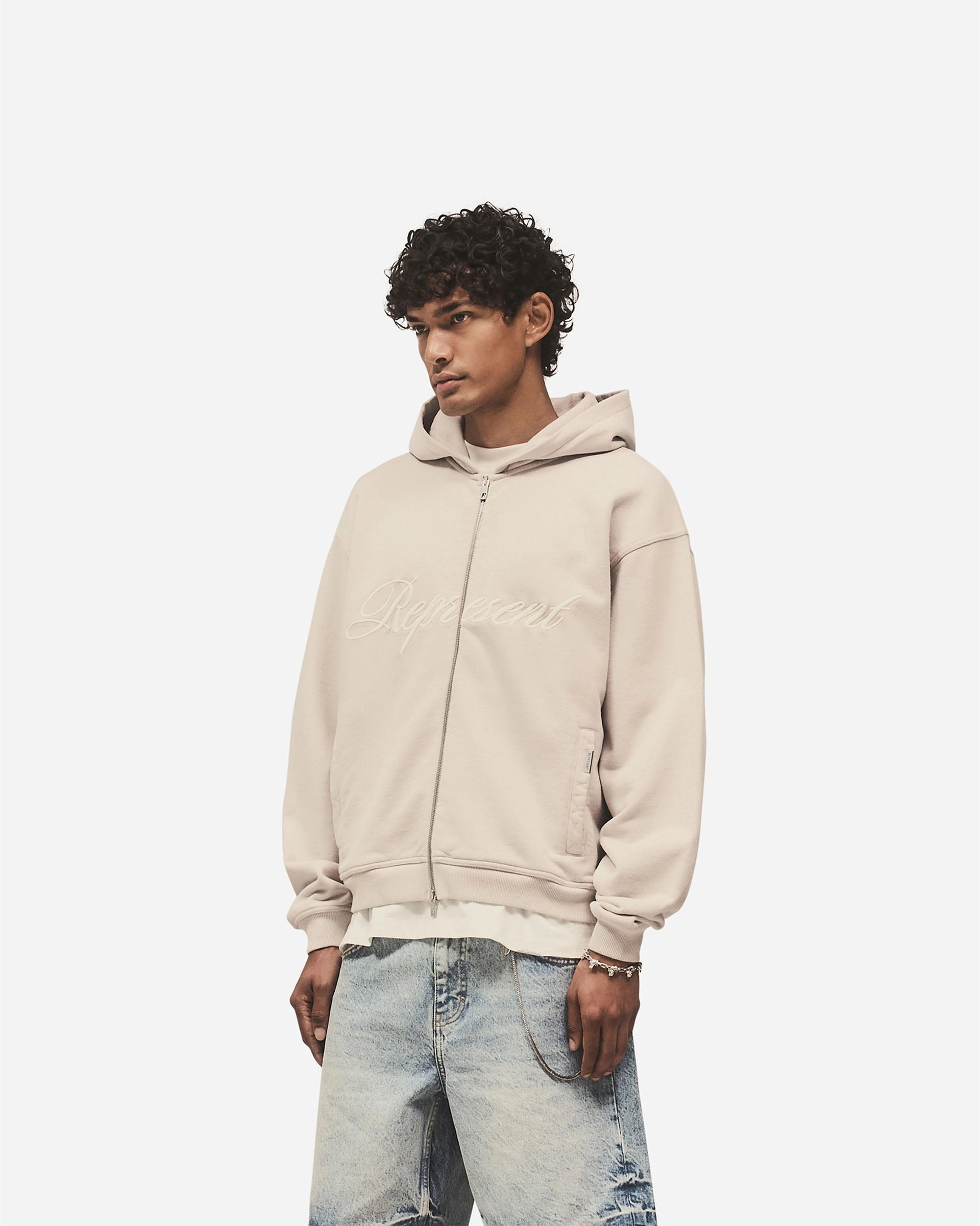 Script Logo Zip Hoodie - Concrete Sport Comfort