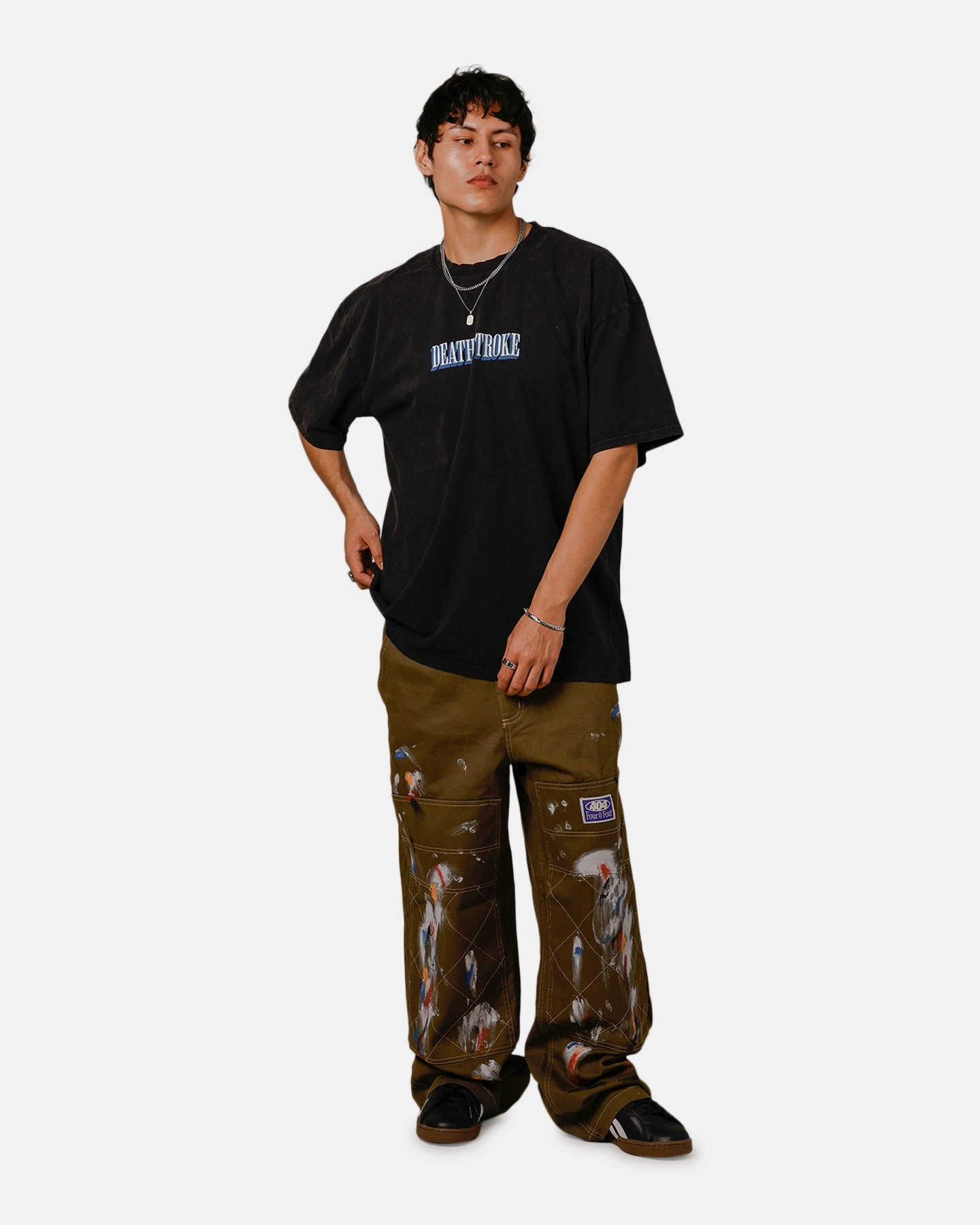 Goat Crew X DC Deathstroke Vintage T-Shirt Black Acidwash NonRestrictiveSilhouette Adaptive Fit Technology