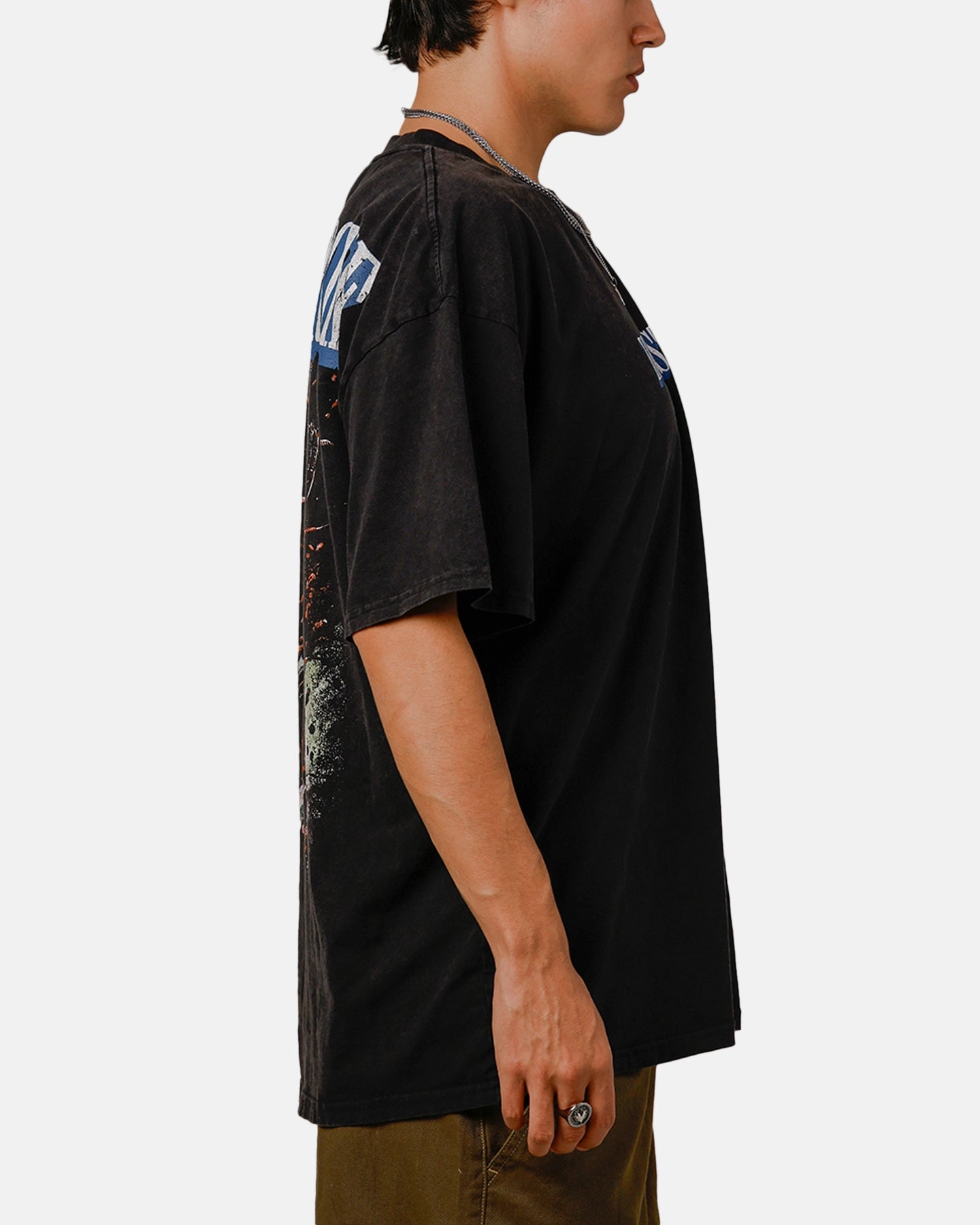 Goat Crew X DC Deathstroke Vintage T-Shirt Black Acidwash Comfortable Look ClassicCrewNeck