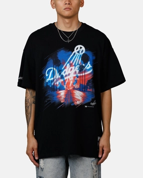 High Thread Count Cotton Versatile Layering Cut Mitchell & Ness Los Angeles Dodgers Soaring T-Shirt Black