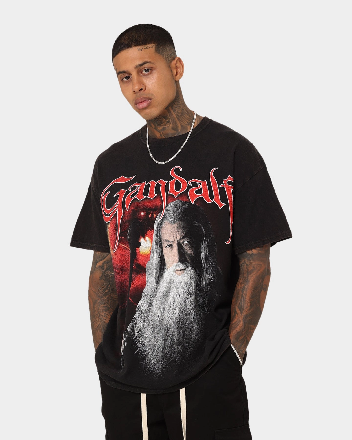 MultiFunctionalPockets American Thrift X The Lord Of The Rings Gandalf Vintage T-Shirt Black Wash