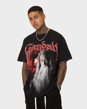 MultiFunctionalPockets American Thrift X The Lord Of The Rings Gandalf Vintage T-Shirt Black Wash