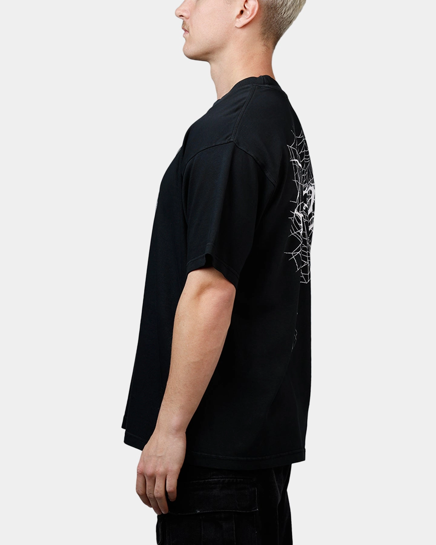 AntiSnag Fabric Laser Cut Edges Playboy Black Widow Boxy T-Shirt Black/Red