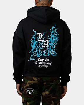Mitchell & Ness Los Angeles Lakers City Of Champions Hoodie Black Flowing Design BiodegradableFabric