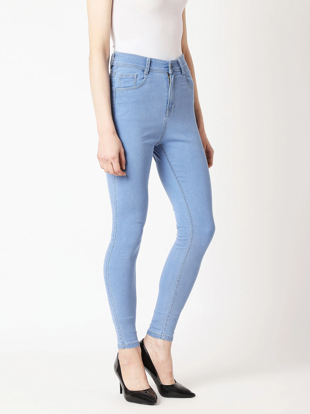 Spring Mood Outdoor Enthusiast Formal All Rounder Women's Light Blue Skinny High-Rise Distressed Denim Jeans