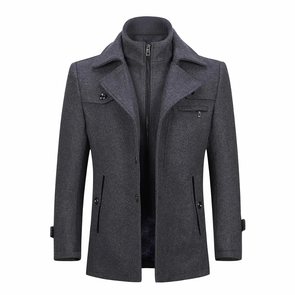 Contoured Back Panel West Louis? Double Collar Single Breasted Coat