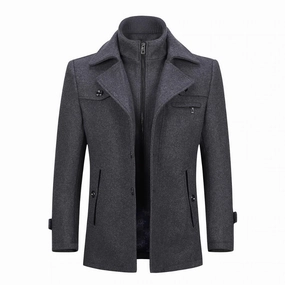 Contoured Back Panel West Louis? Double Collar Single Breasted Coat