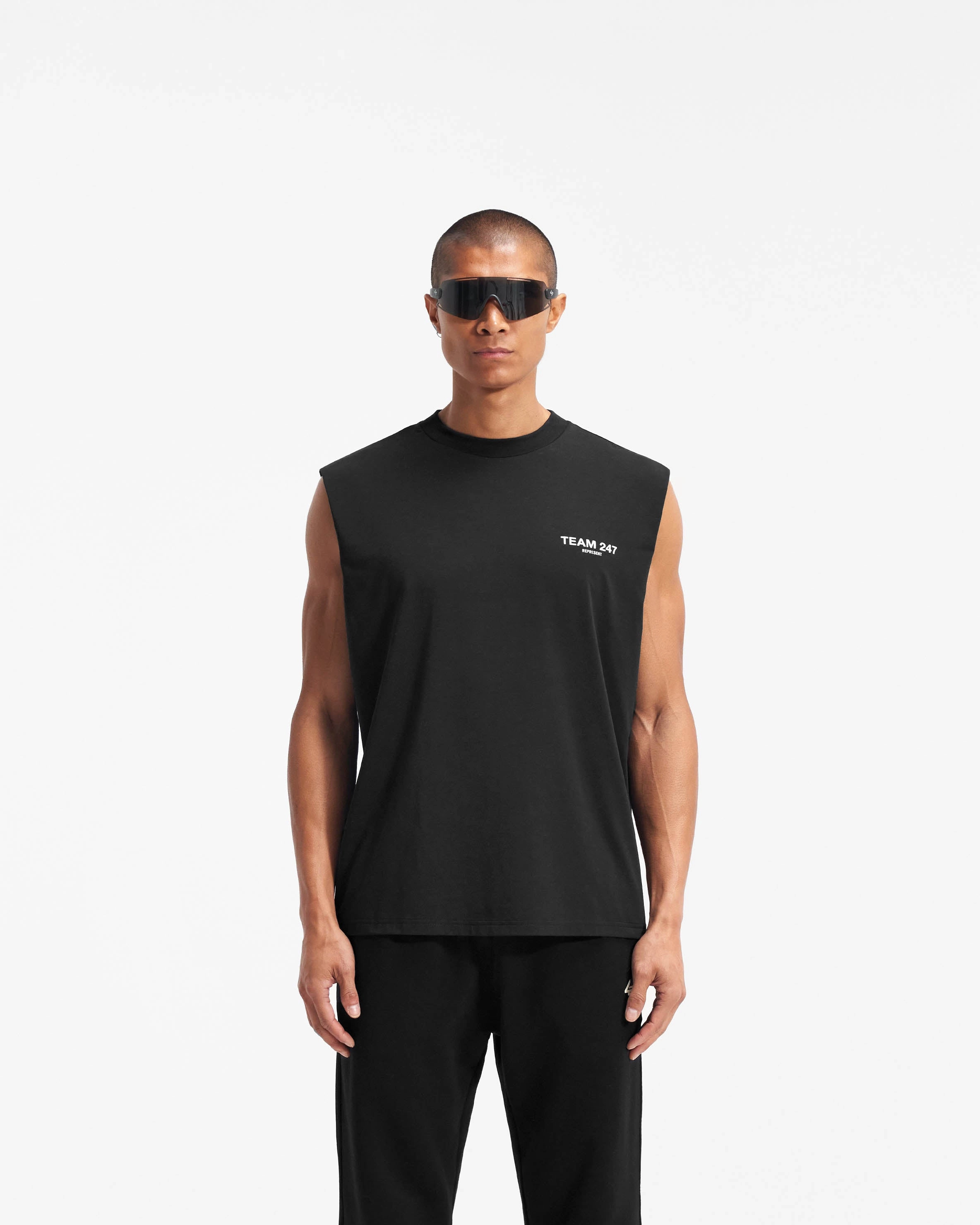 Active Look Reinforced Shoulder Team 247 Oversized Tank - Black