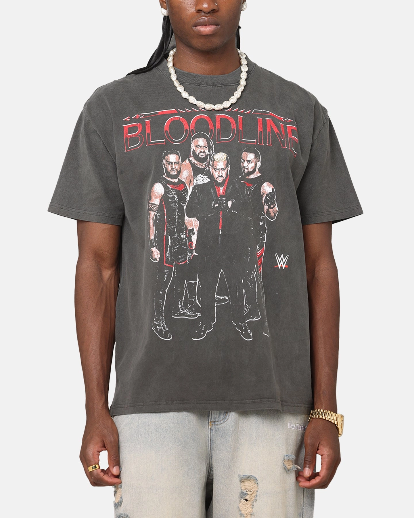 Unstructured Silhouette Variable Tension Adjustment Culture Kings X WWE The Bloodline Heavyweight T-Shirt Black Wash