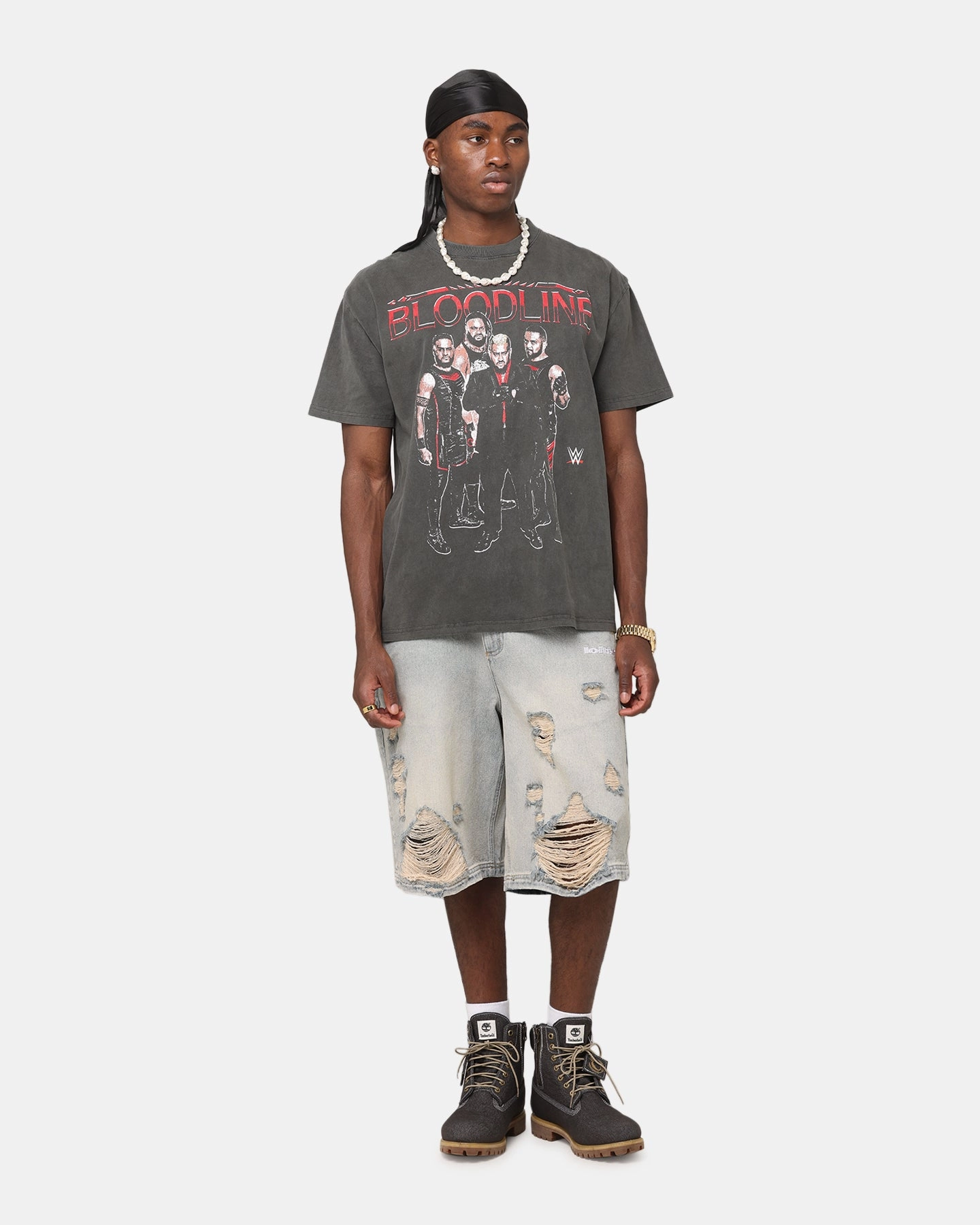 Culture Kings X WWE The Bloodline Heavyweight T-Shirt Black Wash Antibacterial Fabric