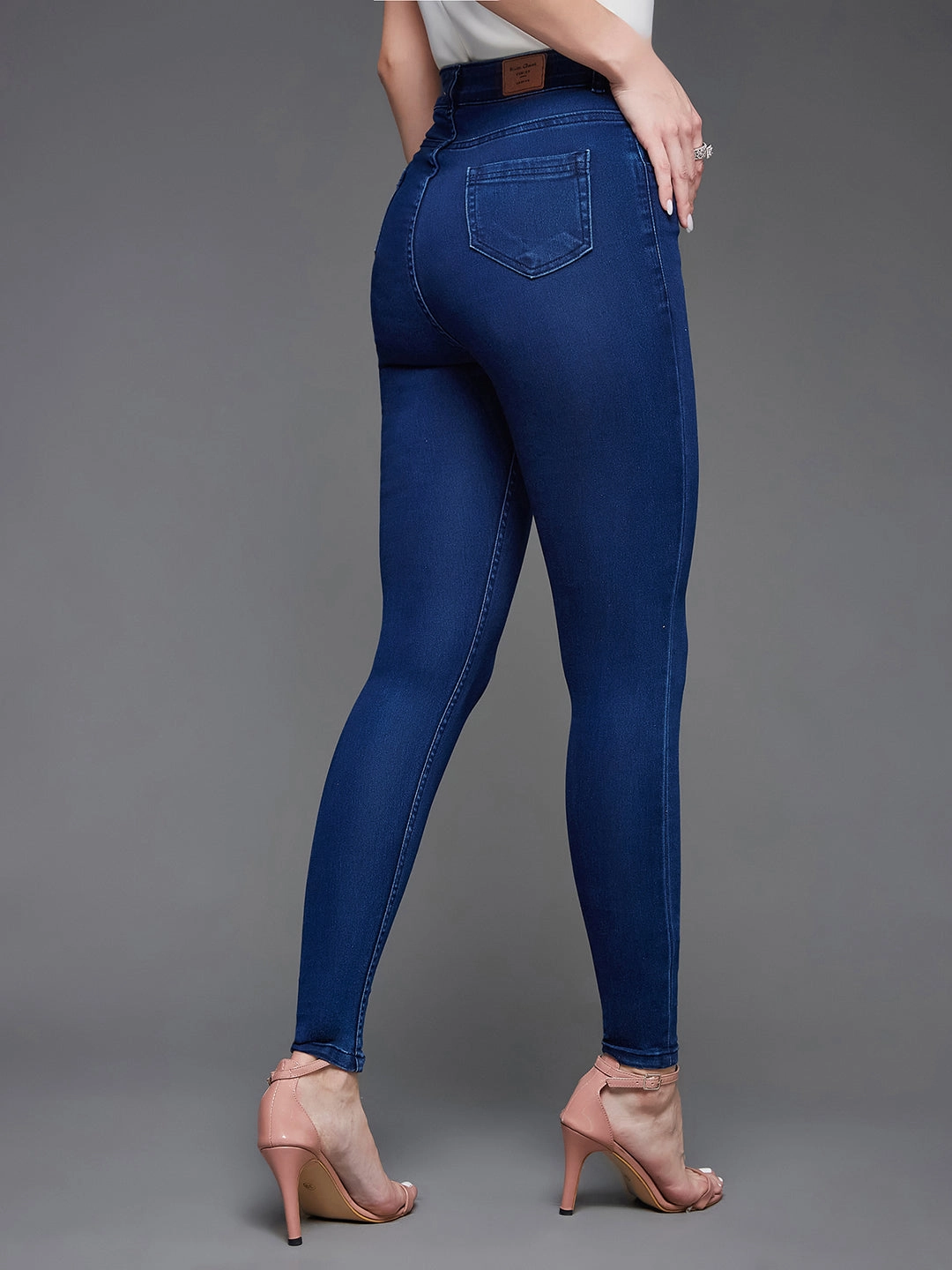 CHASEstretch? Navy-Blue Skinny High-Rise Denim Jeans Eco Friendly Dye Vintage Inspired Weave