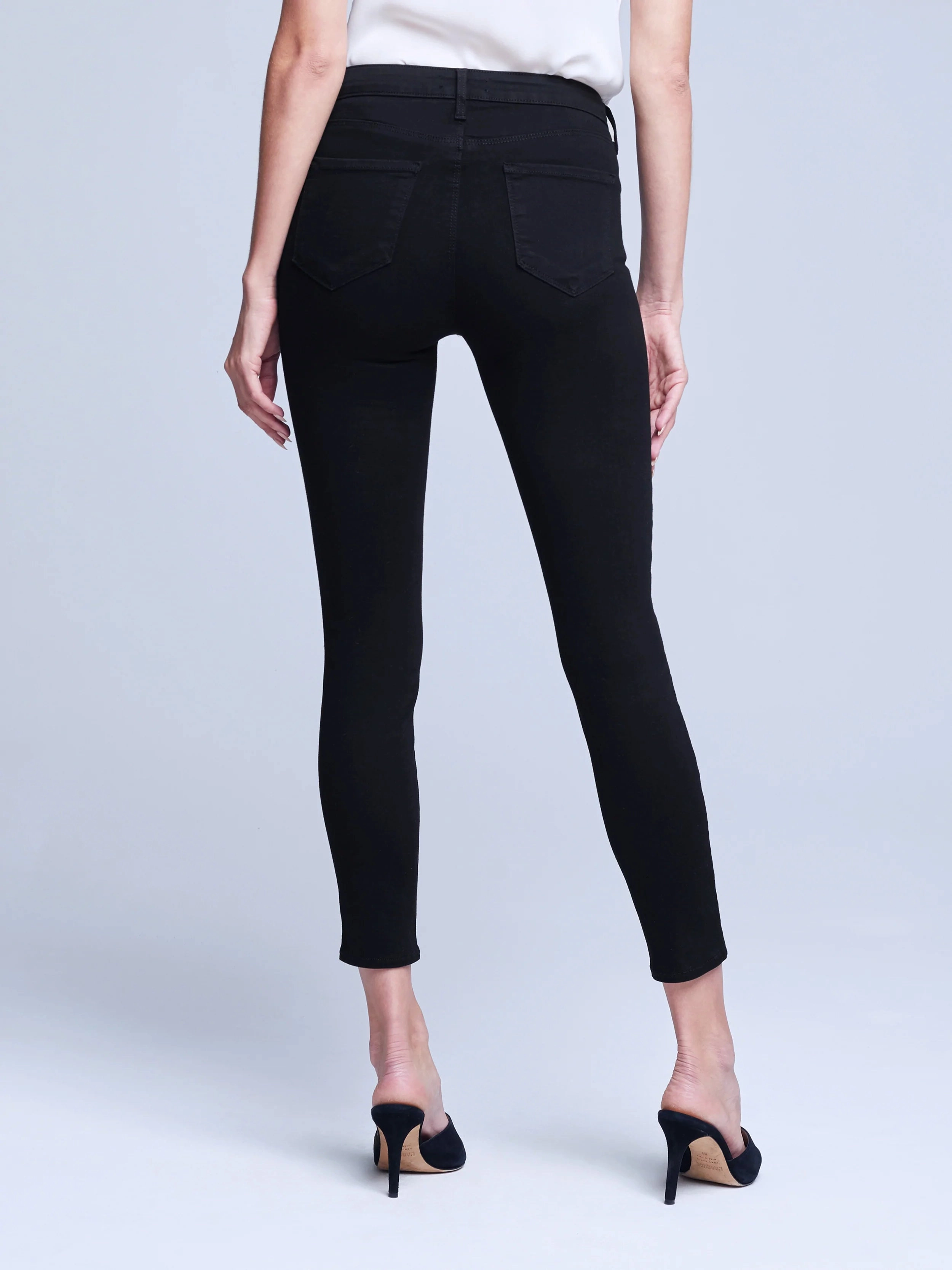 L'Agence Margot High Rise Skinny Jean In Noir Quick Matchup No Gap Waist
