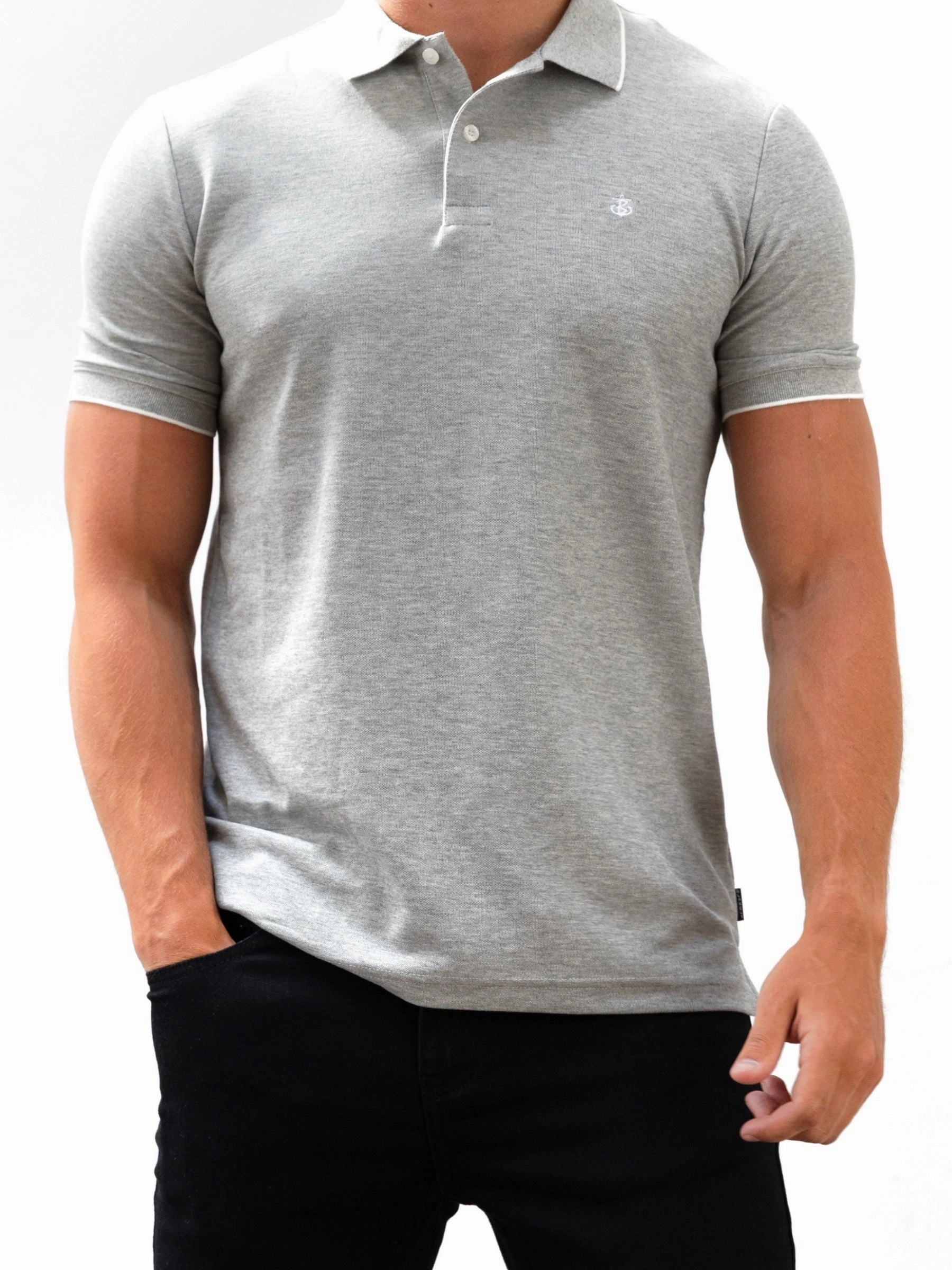 Layered Collar Sonoma Polo Shirt - Grey