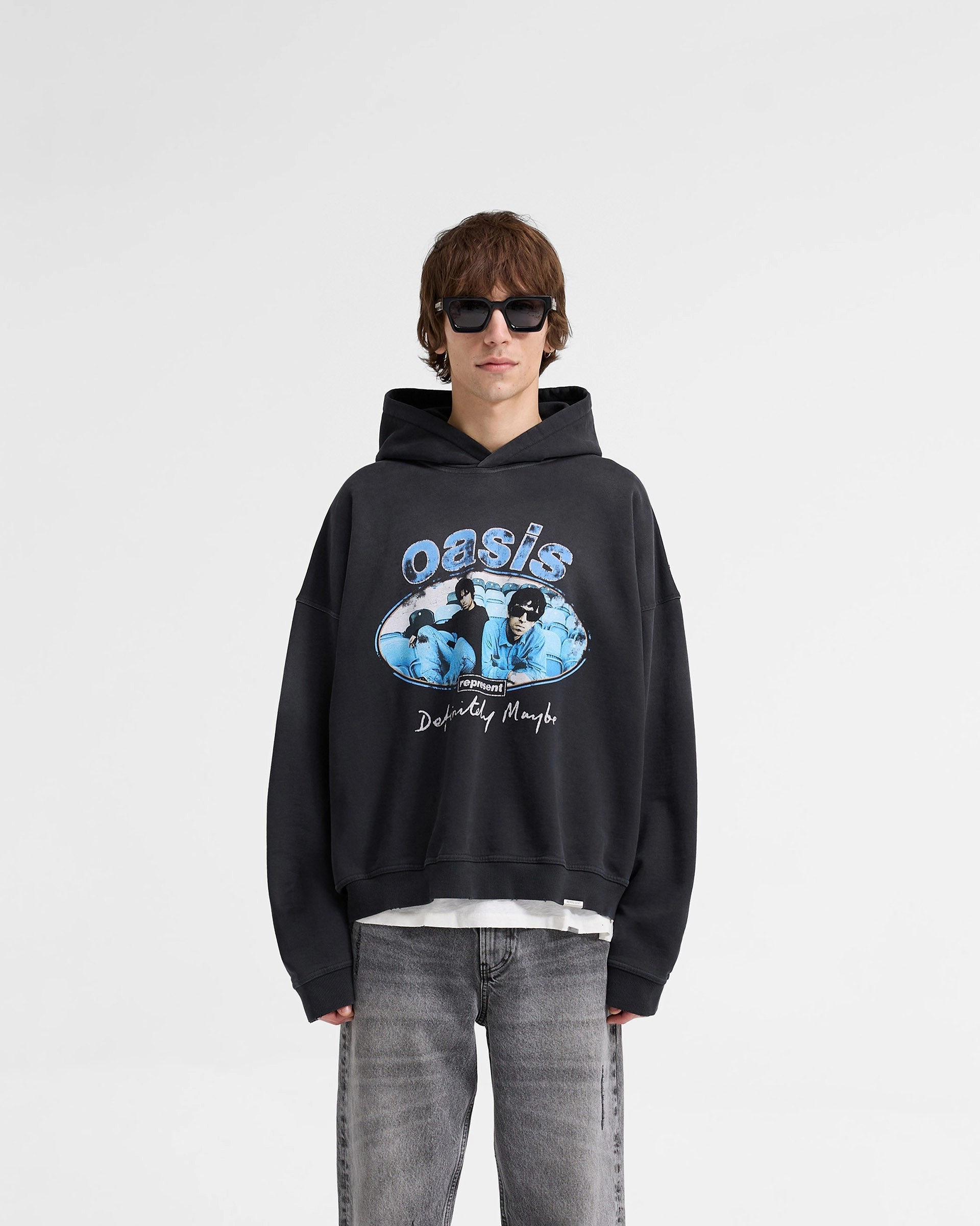 Sporty Fit Represent X Oasis Maine Road Hoodie - Washed Black