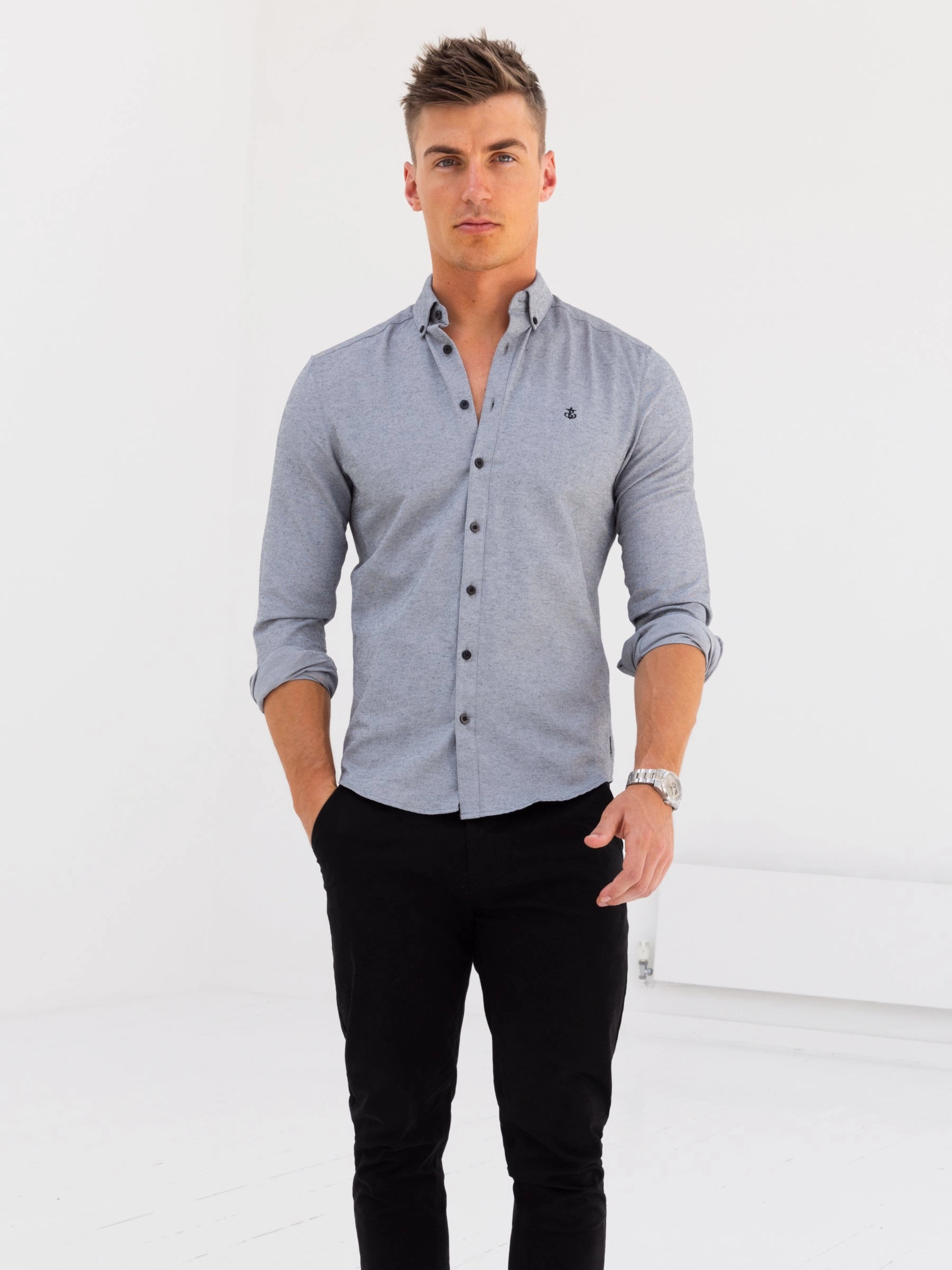 Dallas Long Sleeve Shirt - Grey Modern Look