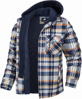 AdjustableHood West Louis? Flannel Shirt Jacket with Removable Hood