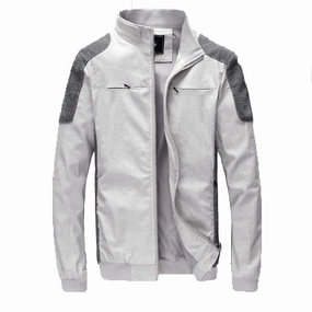 Eco Friendly Material Non Restrictive Mobility West Louis? Autumn Shoulder Patch Collar Zipper Jacket