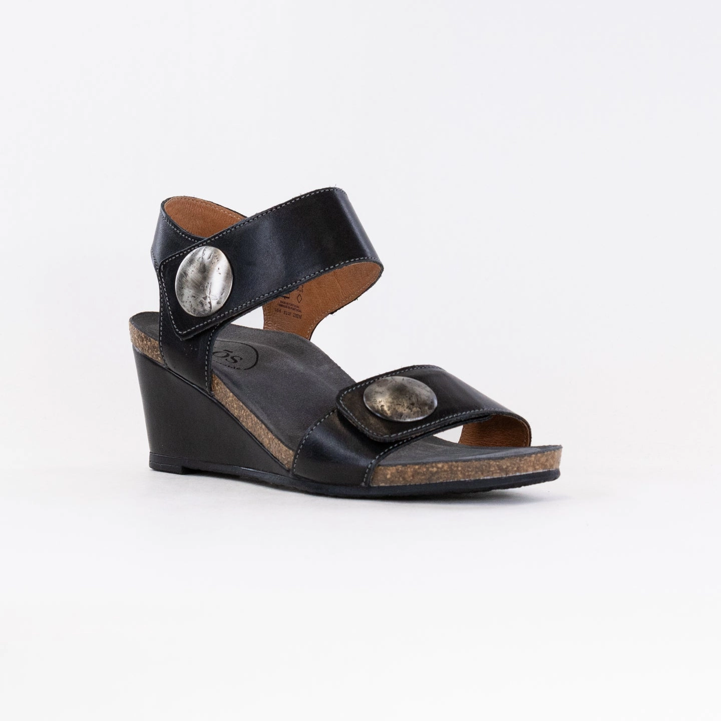 Taos Carousel 3 Wedge Sandal (Women's) - Black Adjustable Hook and Loop Straps Travel Light