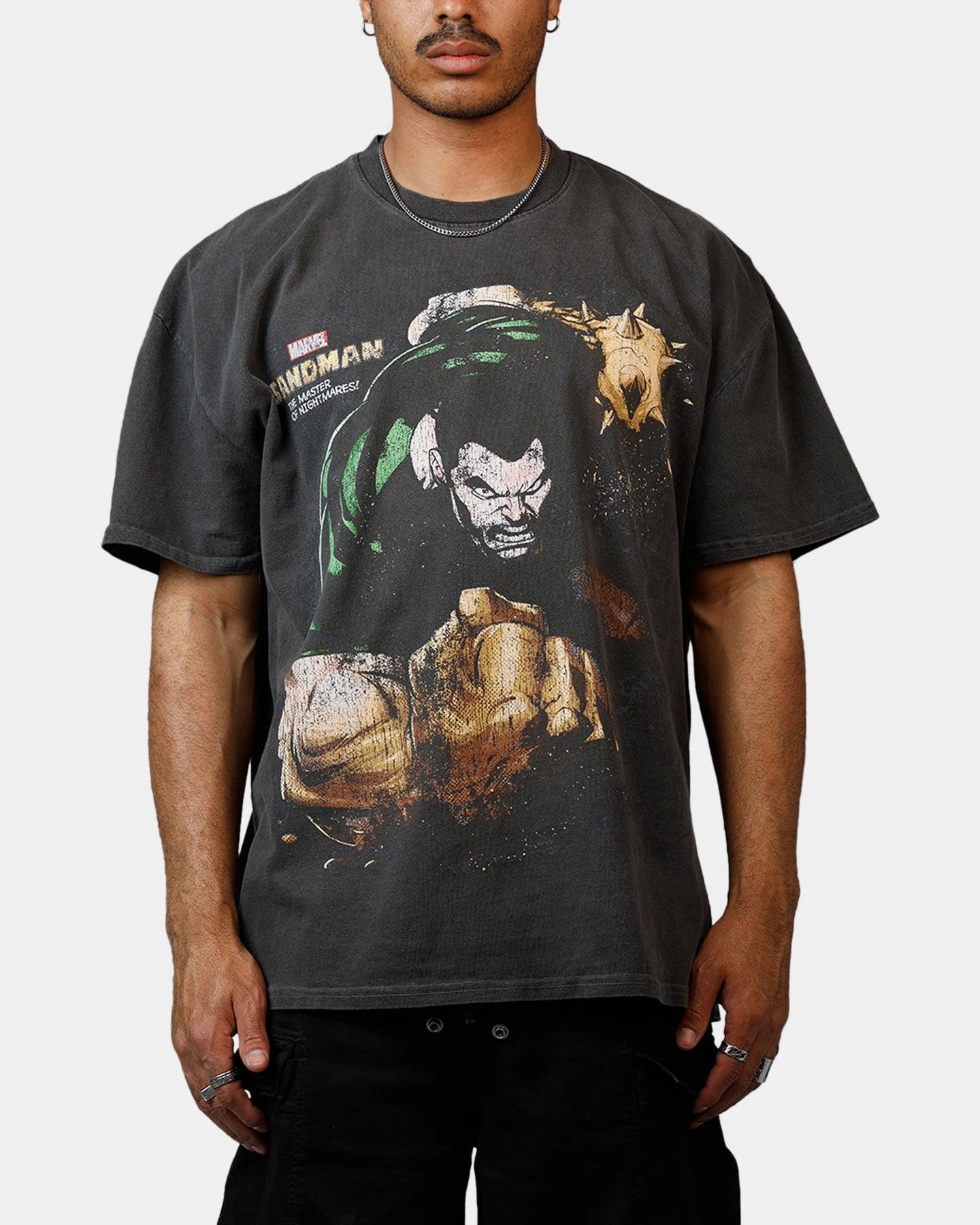 Goat Crew Marvel Sinister Six Sandman Heavyweight T-Shirt Black Wash MultiPocket Configuration