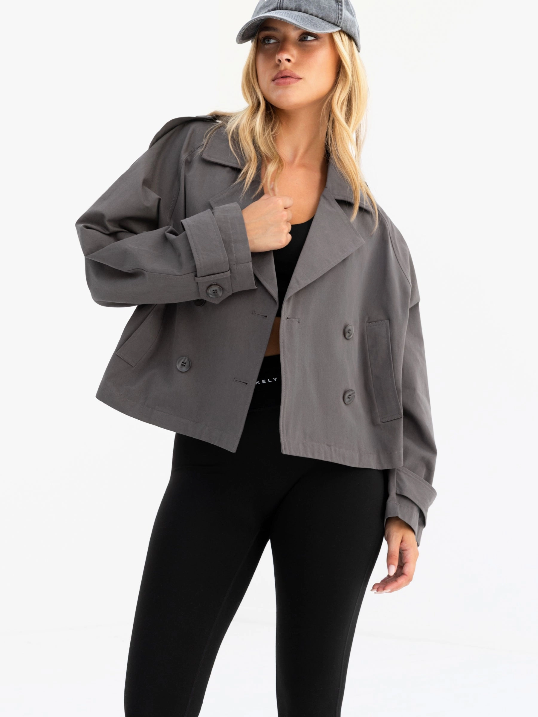 AntiSnag Lining Material Amara Short Trench Coat - Grey