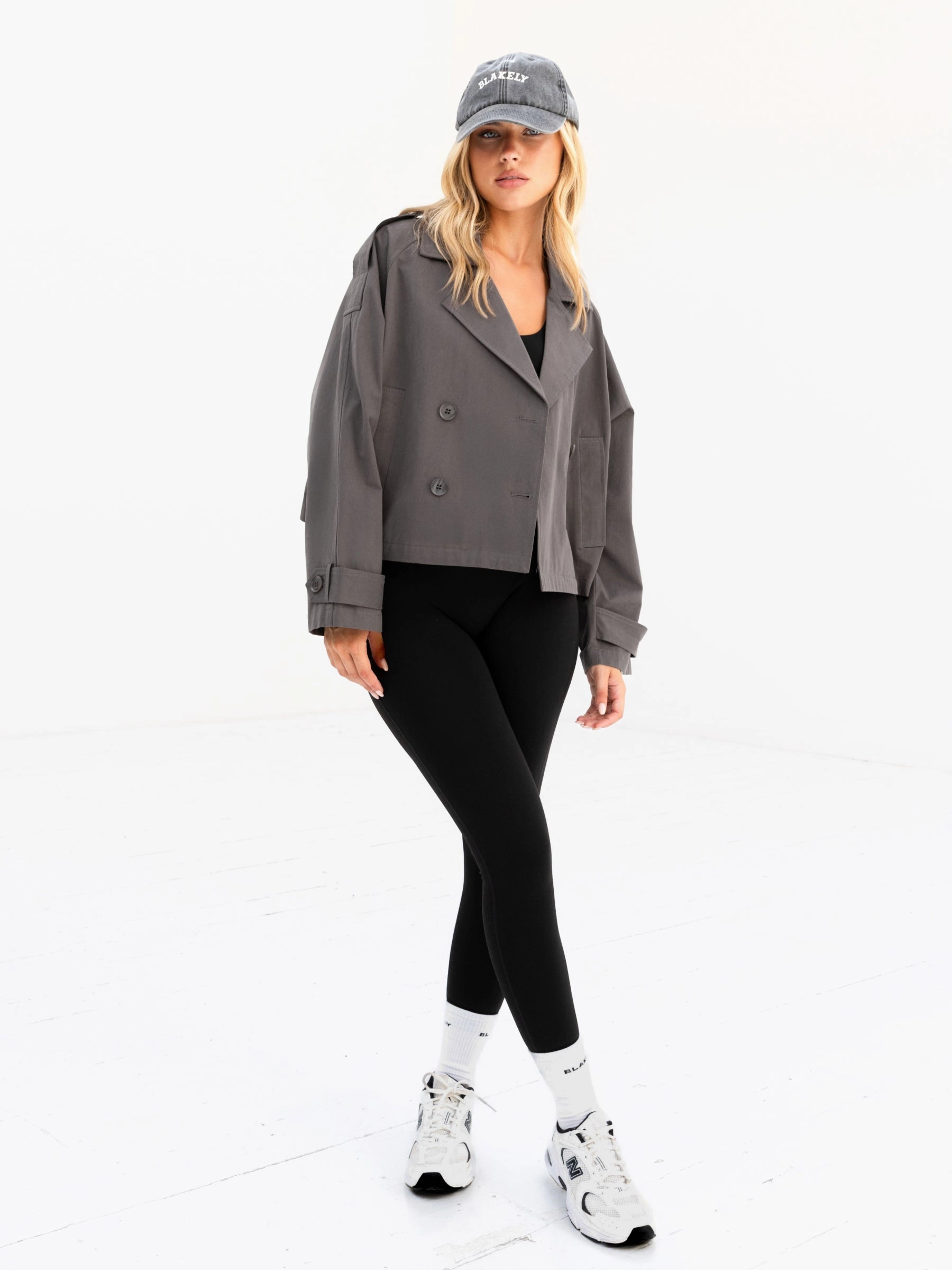 Amara Short Trench Coat - Grey Comfort Fit Design