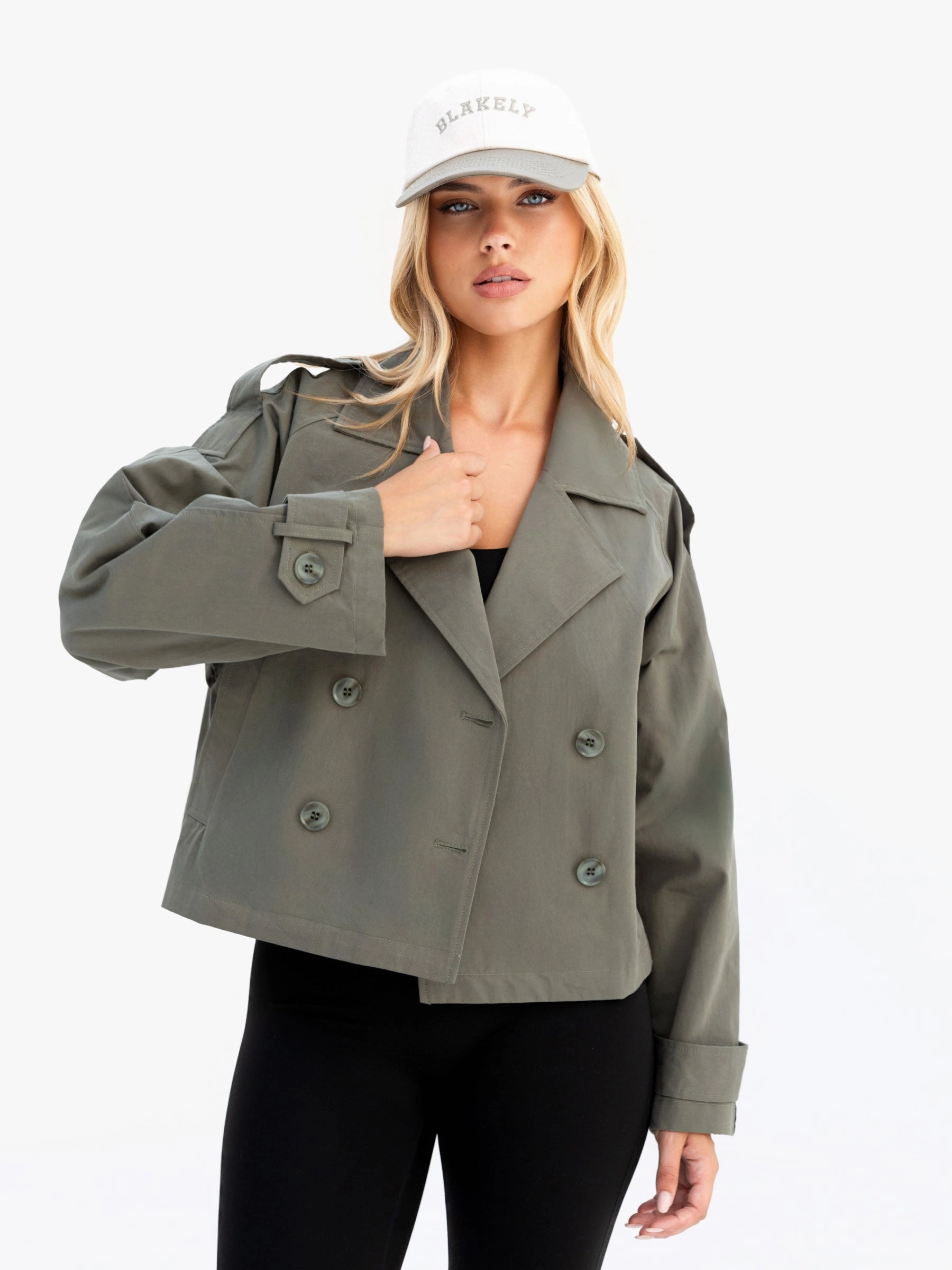 On The Go Amara Short Trench Coat - Hunter Green