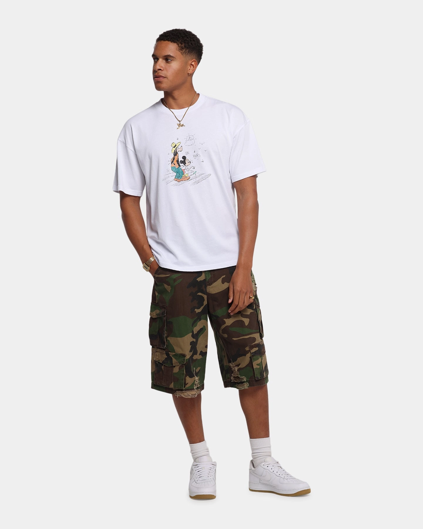 FrenchTerryTexture Compact Weave Fabric American Thrift Disney Best Friend's T-Shirt White