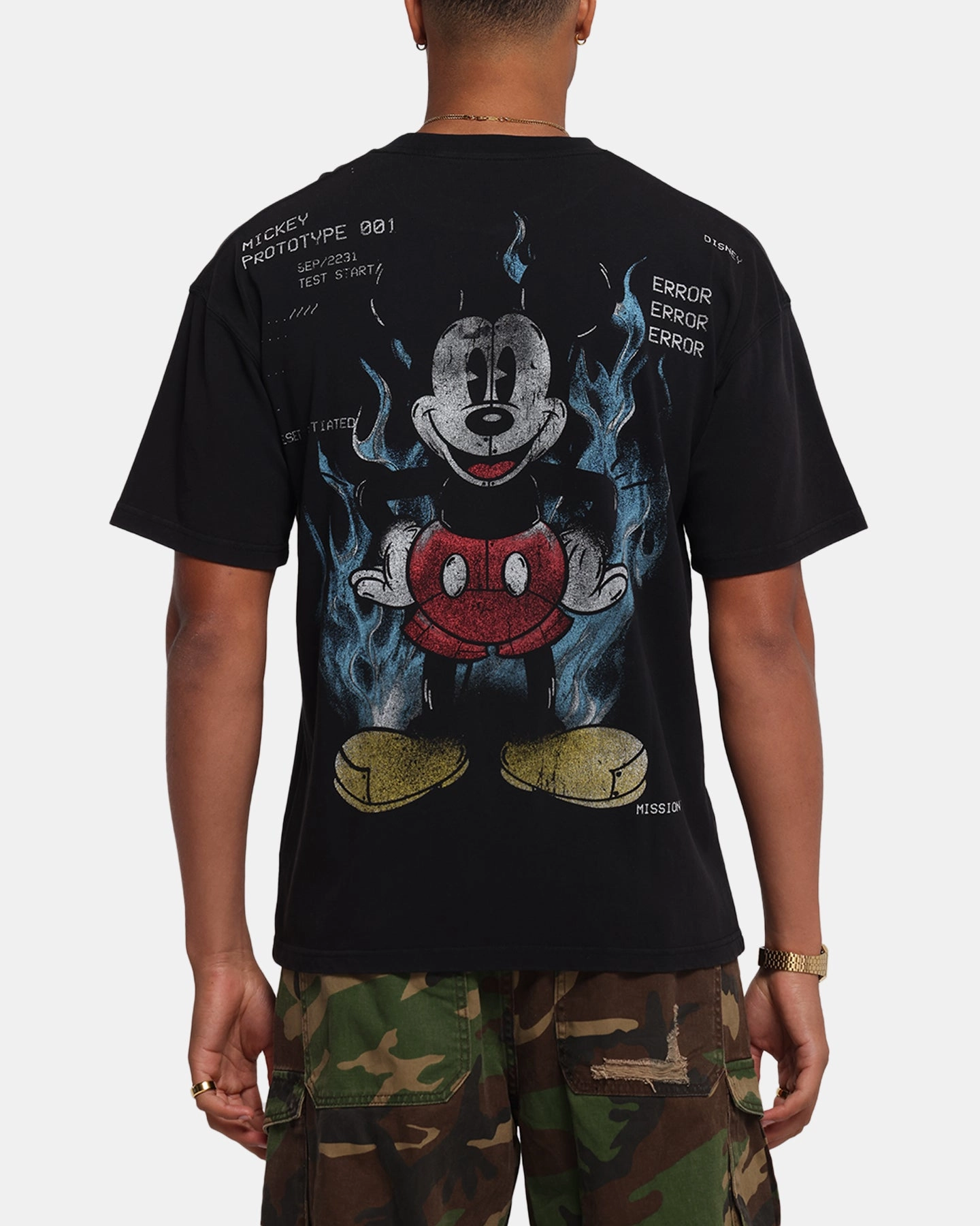 NoSlip Grip Flexible Knit Fabric American Thrift Disney Mickey Prototype 001 T-Shirt Black