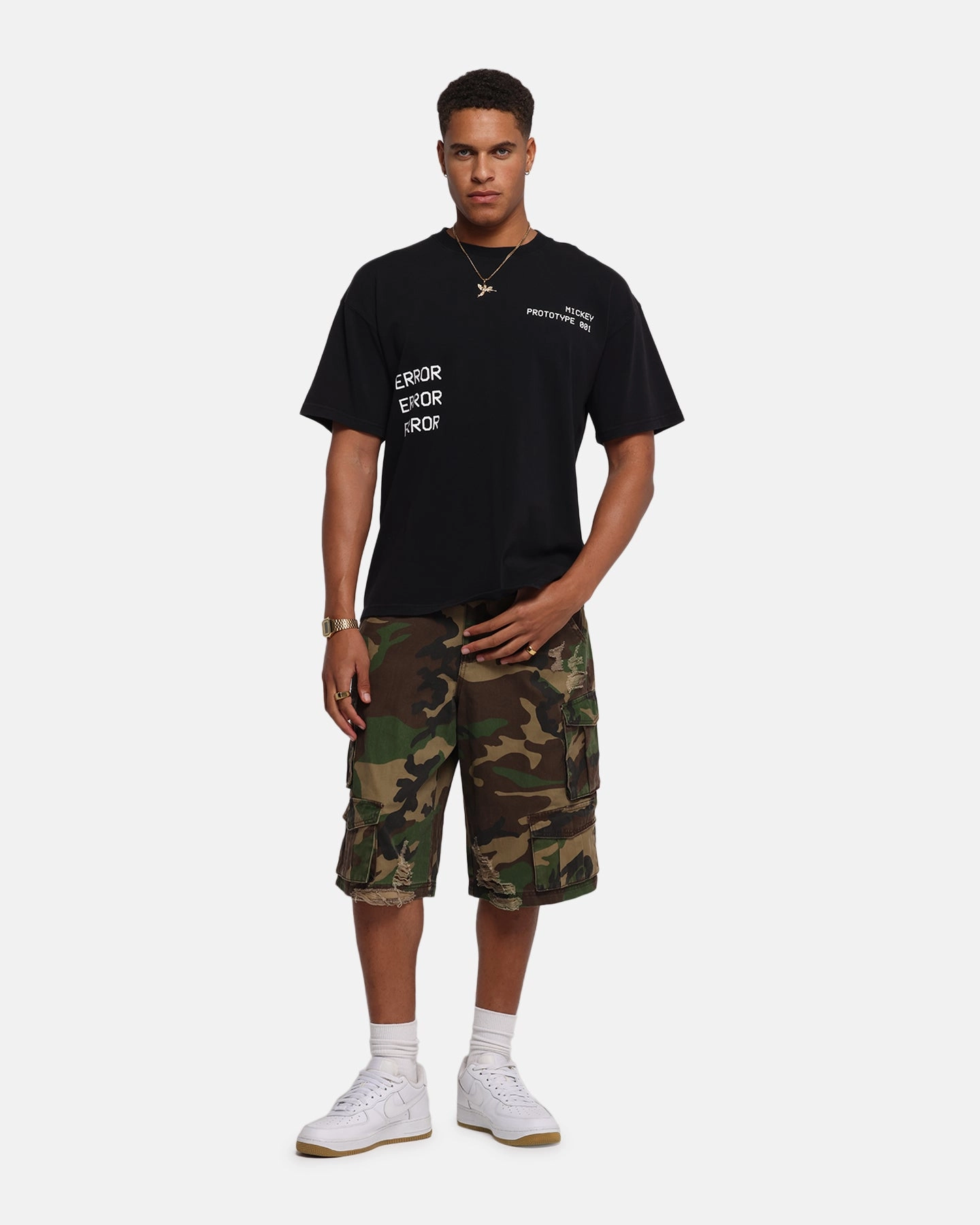 WrinkleFree Structure HighElasticity Thread American Thrift Disney Mickey Prototype 001 T-Shirt Black